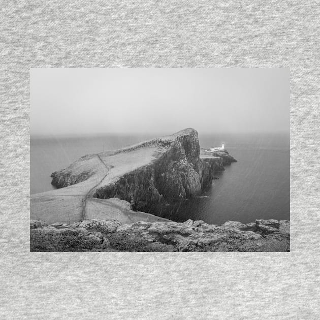 Neist Point snow storm black and white by TMcG72